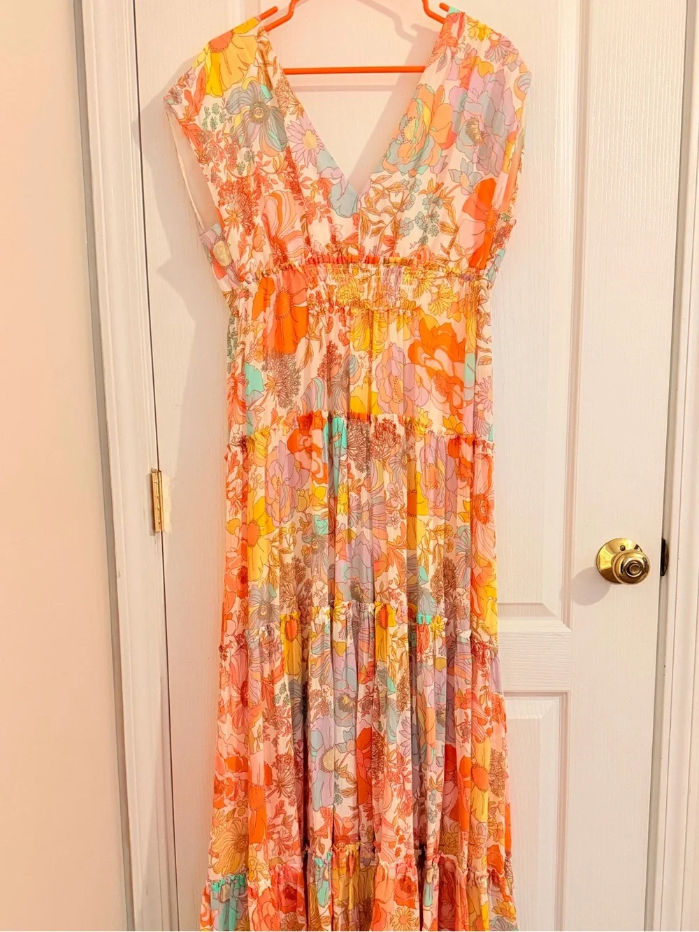 Anthropologie - Floral Tiered V-Neck Maxi Dress